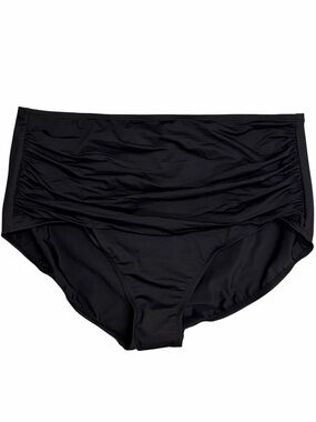 DREAMSUIT by MIRACLE BRANDS Ruching High Waist Bikini Bottoms Black